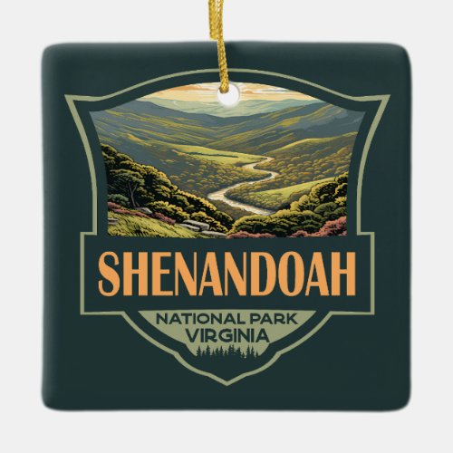 Shenandoah National Park Illustration Travel Retro Ceramic Ornament