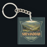 Shenandoah National Park Illustration Travel Retro Keychain<br><div class="desc">Shenandoah vector artwork design. The Skyline Drive runs its length,  and a vast network of trails includes a section of the long-distance Appalachian Trail.</div>