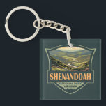 Shenandoah National Park Illustration Travel Retro Keychain<br><div class="desc">Shenandoah vector artwork design. The Skyline Drive runs its length,  and a vast network of trails includes a section of the long-distance Appalachian Trail.</div>