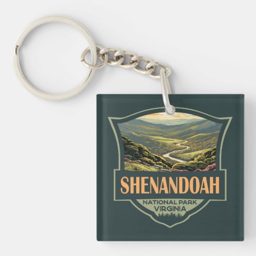 Shenandoah National Park Illustration Travel Retro Keychain