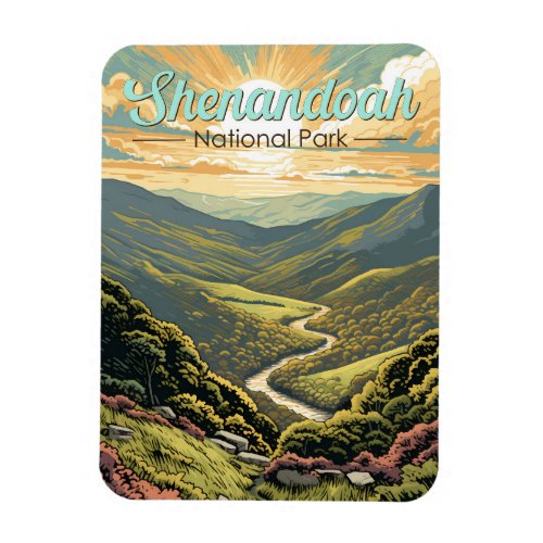 Shenandoah National Park Illustration Travel Retro Magnet