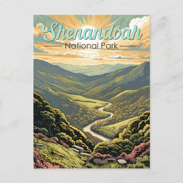 Shenandoah National Park Illustration Travel Retro Postcard (Front)
