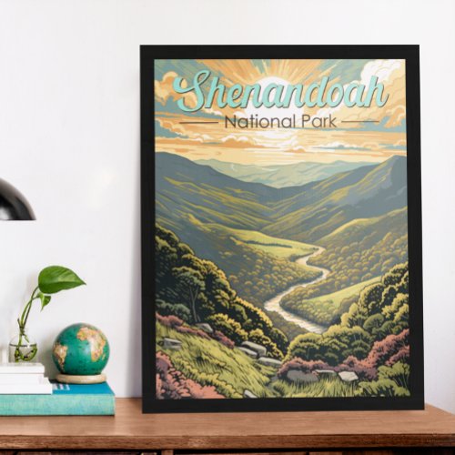 Shenandoah National Park Illustration Travel Retro Poster