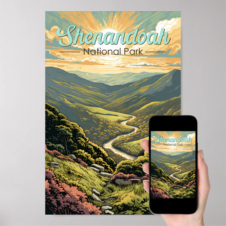Shenandoah National Park Illustration Travel Retro Poster (Downloadable)