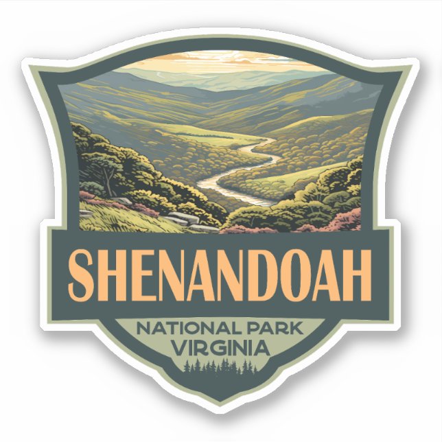 Shenandoah National Park Illustration Travel Retro Sticker (Front)