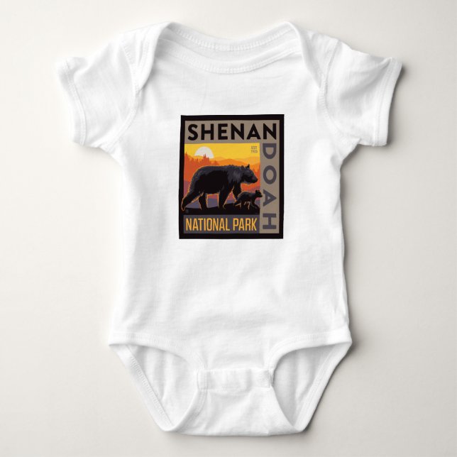Shenandoah National Park | Mama Bear & Cubs Baby Bodysuit (Front)