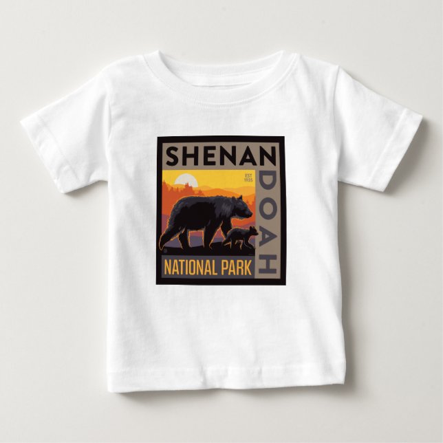Shenandoah National Park | Mama Bear & Cubs Baby T-Shirt (Front)