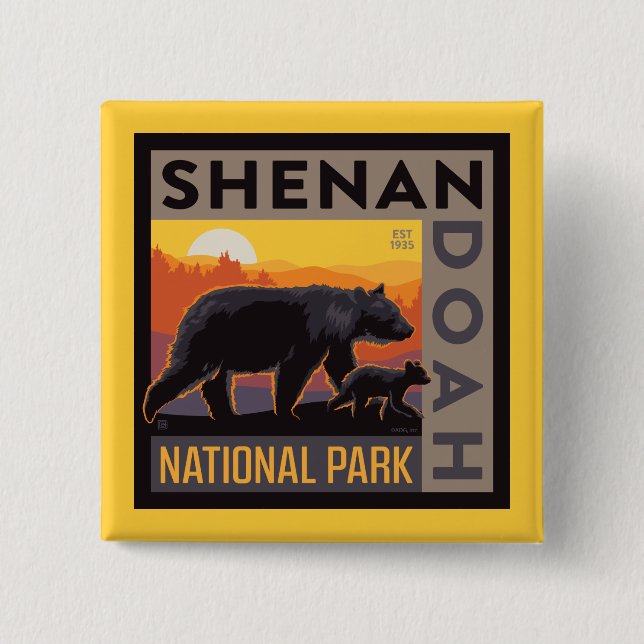 Shenandoah National Park | Mama Bear & Cubs Button (Front)