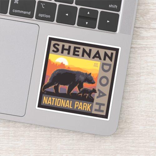 Shenandoah National Park  Mama Bear  Cubs Sticker