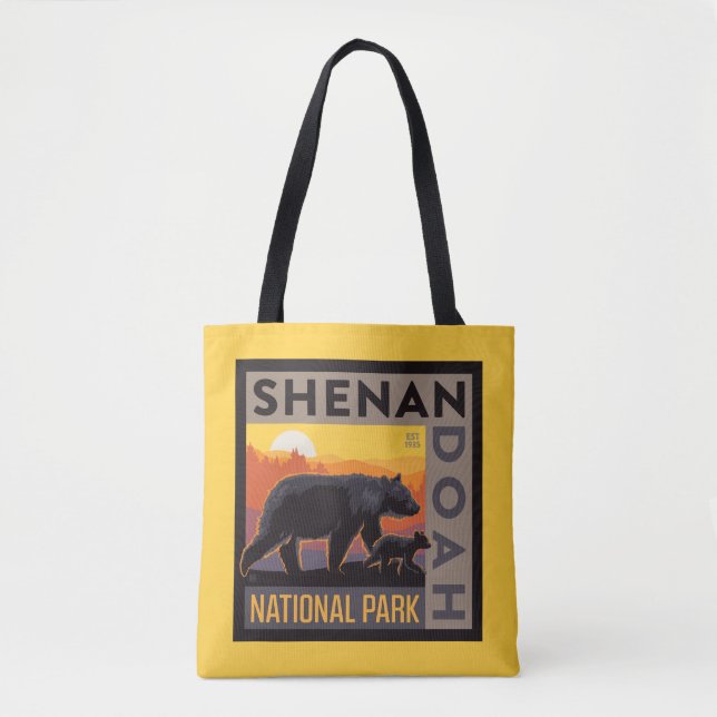 Shenandoah National Park | Mama Bear & Cubs Tote Bag (Front)