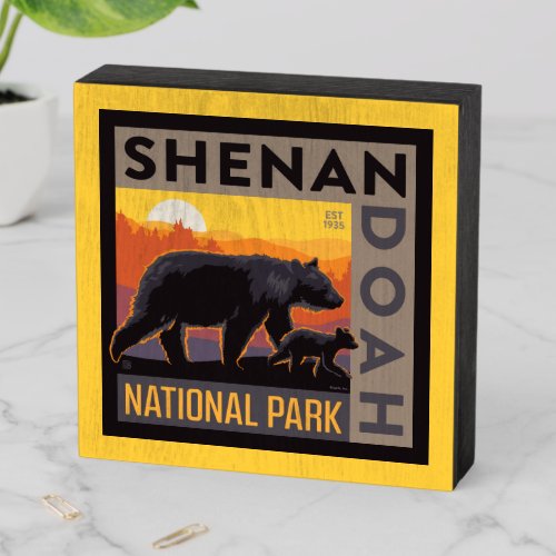 Shenandoah National Park  Mama Bear  Cubs Wooden Box Sign