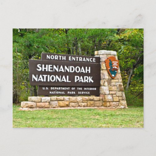 Shenandoah National Park North Entrance Sign Postcard