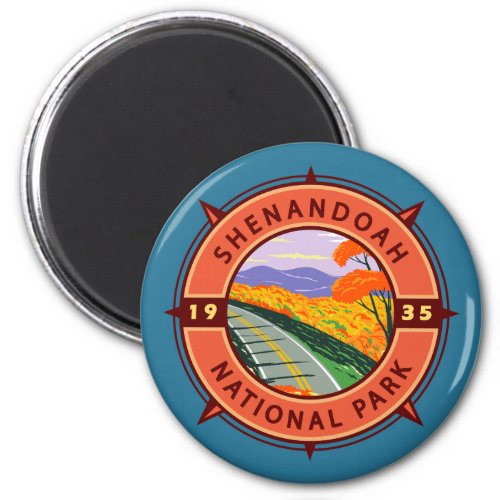 Shenandoah National Park Retro Compass Emblem Magnet