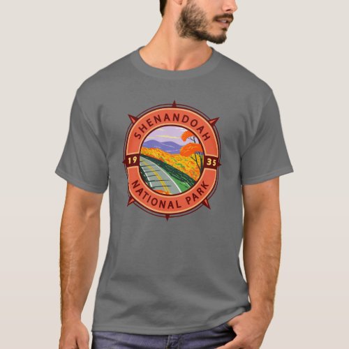 Shenandoah National Park Retro Compass Emblem T_Shirt