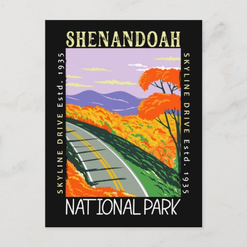 Shenandoah National Park Skyline Drive Distressed Postcard
