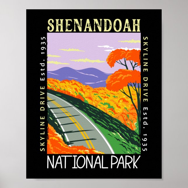 Shenandoah National Park Skyline Drive Distressed Poster (Front)