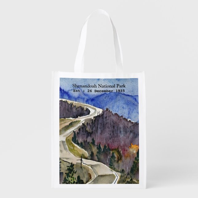 Shenandoah National Park skyline drive water color Grocery Bag (Front)