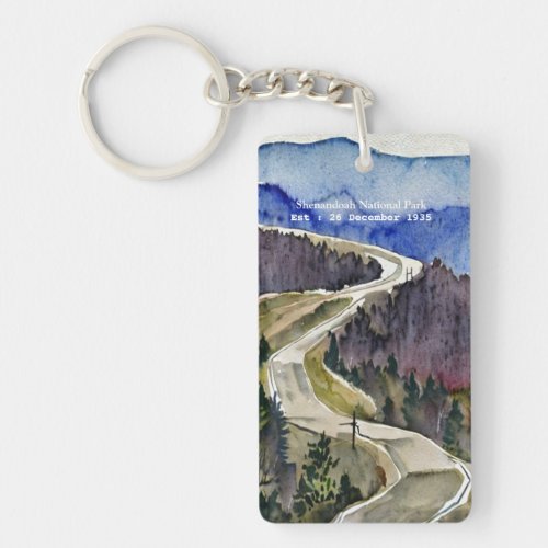 Shenandoah National Park skyline drive water color Keychain