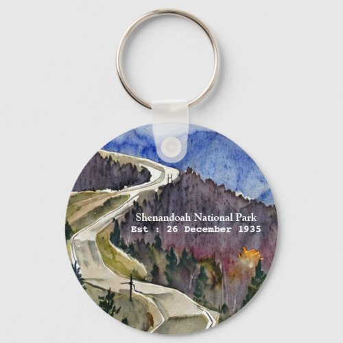 Shenandoah National Park skyline drive water color Keychain