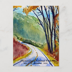 Shenandoah National Park skyline drive water color Postcard