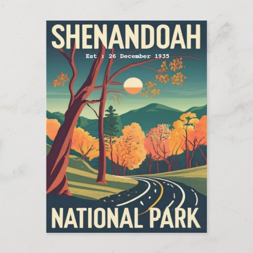 Shenandoah National Park skyline drive water color Postcard