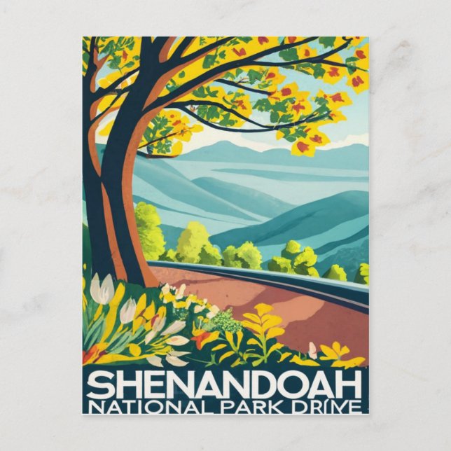 Shenandoah National Park skyline drive water color Postcard (Front)