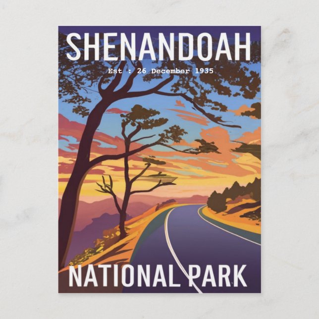 Shenandoah National Park skyline drive water color Postcard (Front)