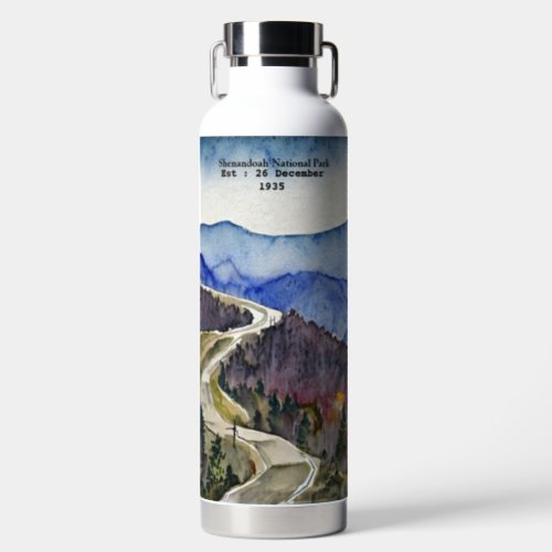 Shenandoah National Park skyline drive water color Water Bottle