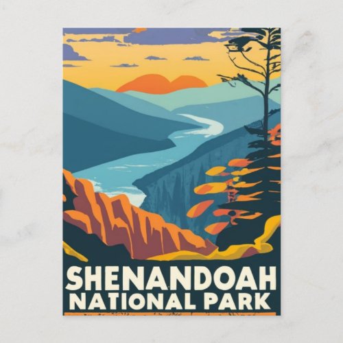 Shenandoah National Park skyline water color Postcard