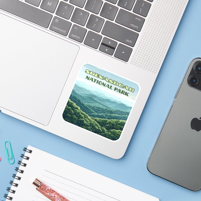 Shenandoah National Park Virginia Blue Ridge Retro Sticker (Laptop w/ iPhone)