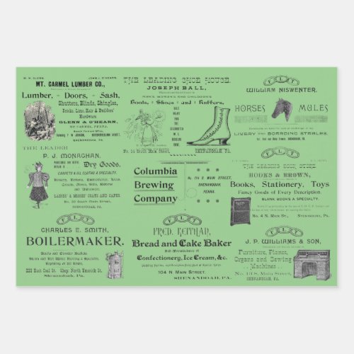 Shenandoah Pennsylvania 1890s Advertising  Wrapping Paper Sheets
