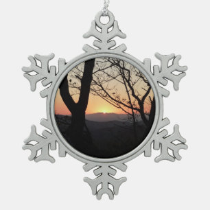 Shenandoah Sunset National Park Landscape Snowflake Pewter Christmas Ornament