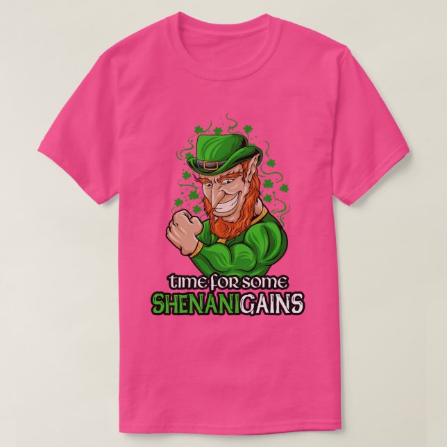 Shenanigains Funny St Paddys Day Gym Irish Lifting T-Shirt (Design Front)