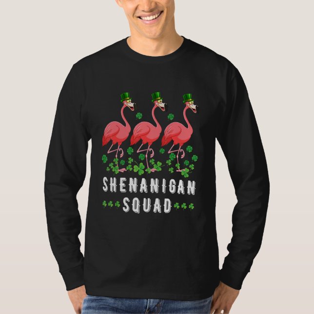 Shenanigan Squad Flamingo Leprechaun Hat St Patric T-Shirt (Front)