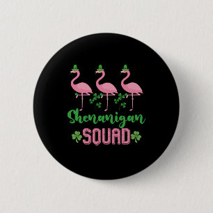 Shenanigan Squad Flamingo Leprechaun St Patrick's  Button