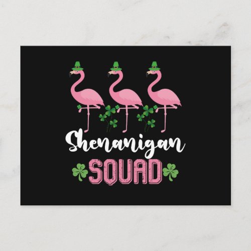 Shenanigan Squad Flamingo Leprechaun St Patricks  Postcard