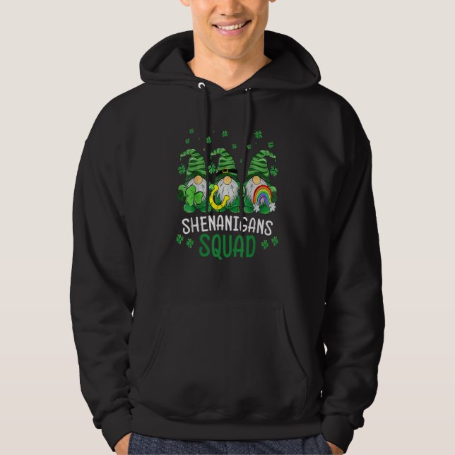 Shenanigan Squad Gnome Shamrock Rainbow Horseshoe  Hoodie (Front)