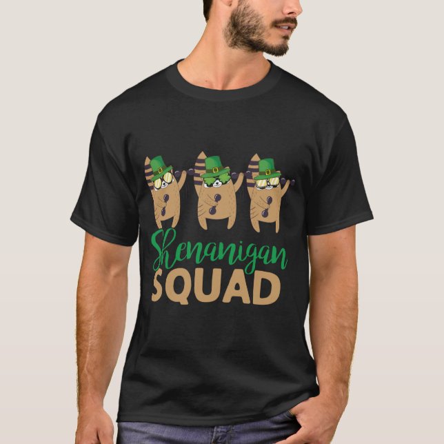 Shenanigan Squad Raccoon Leprechaun Hat St Patrick T-Shirt (Front)