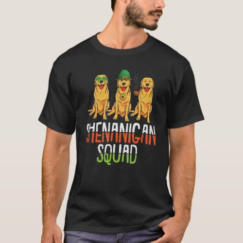 Shenanigan Squad St Patricks Day Cute Golden Retri T-Shirt