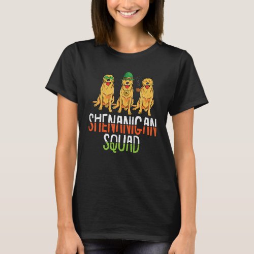 Shenanigan Squad St Patricks Day Cute Golden Retri T-Shirt