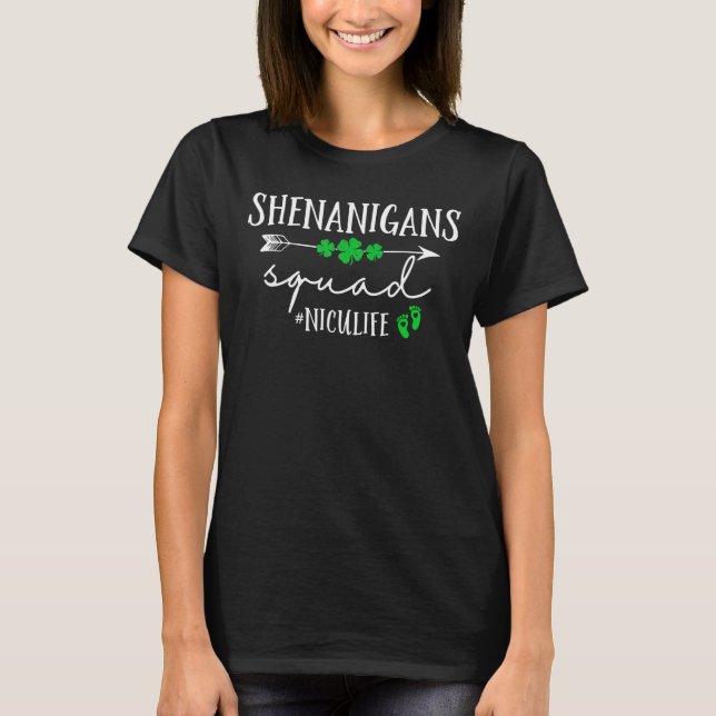 Shenanigan Squad St Patricks Day Lucky Nurse Shamr T-Shirt (Front)
