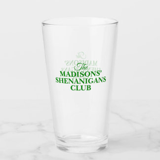 Shenanigan St Patricks Family Name Glass