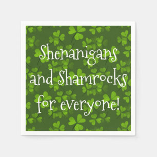 Shenanigans and Shamrocks Pattern St Patrick's Day Napkins