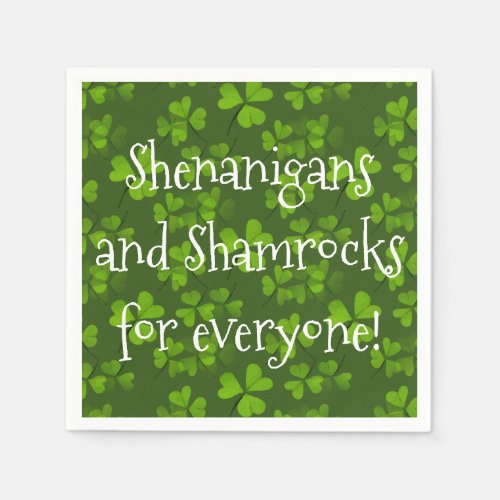 Shenanigans and Shamrocks Pattern St Patricks Day Napkins