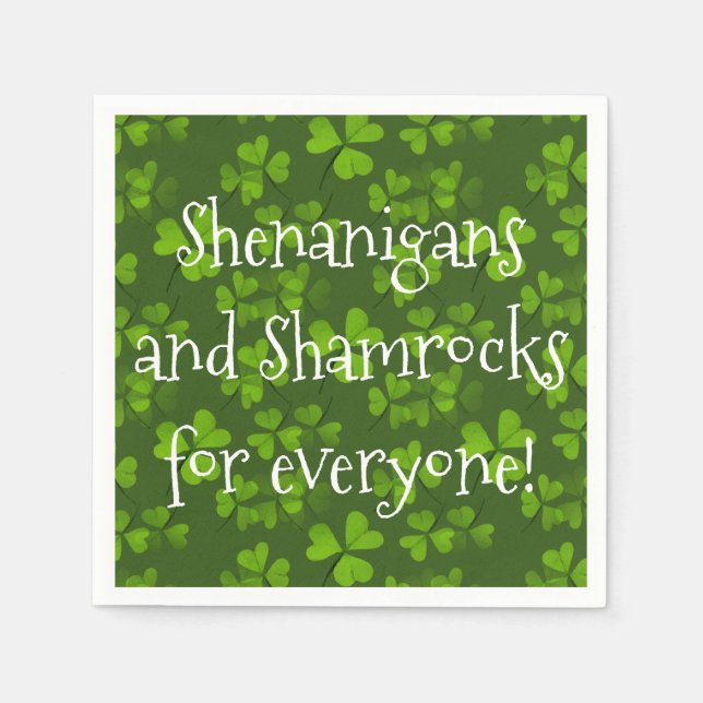 Shenanigans and Shamrocks Pattern St Patrick's Day Napkins (Front)