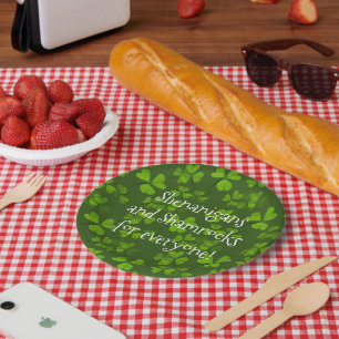 Shenanigans and Shamrocks Pattern St Patrick's Day Paper Plates