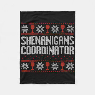 Shenanigans Coordinator Christmas Ugly Sweater Fleece Blanket