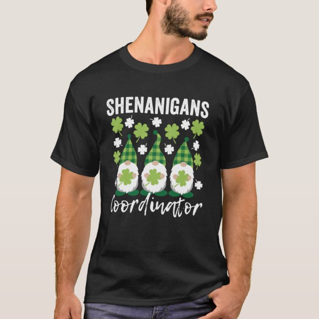 Shenanigans Coordinator Cute Gnomes St Patrick s D T-Shirt (Front)