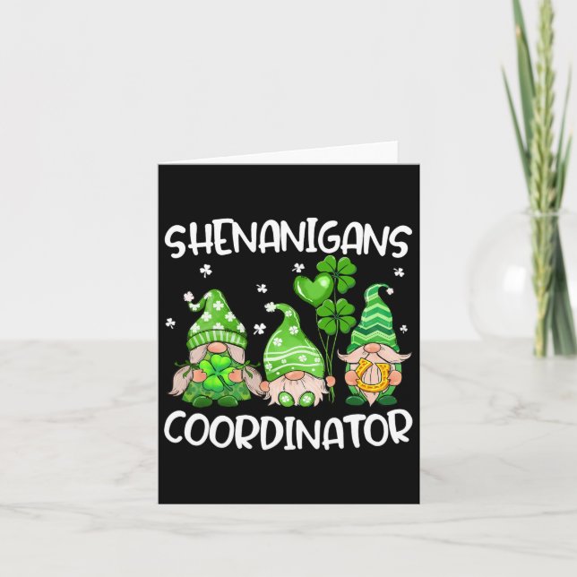 Shenanigans Coordinator Cute Gnomes Teachers St Pa Card (Front)
