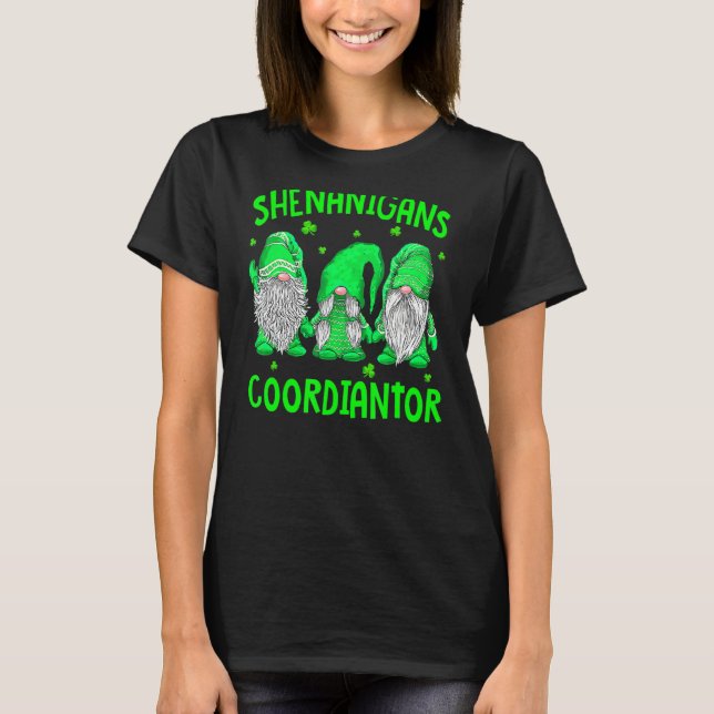 Shenanigans Coordinator Funny Gnome St Patrick's D T-Shirt (Front)